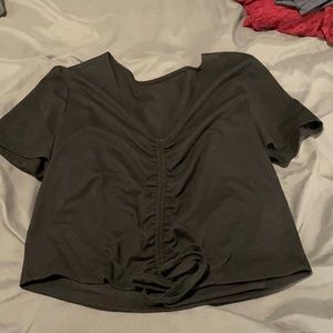 Black ruched crop top